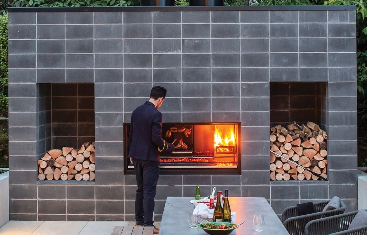 Escea EK Series Outdoor Wood Fireplace Kitchen